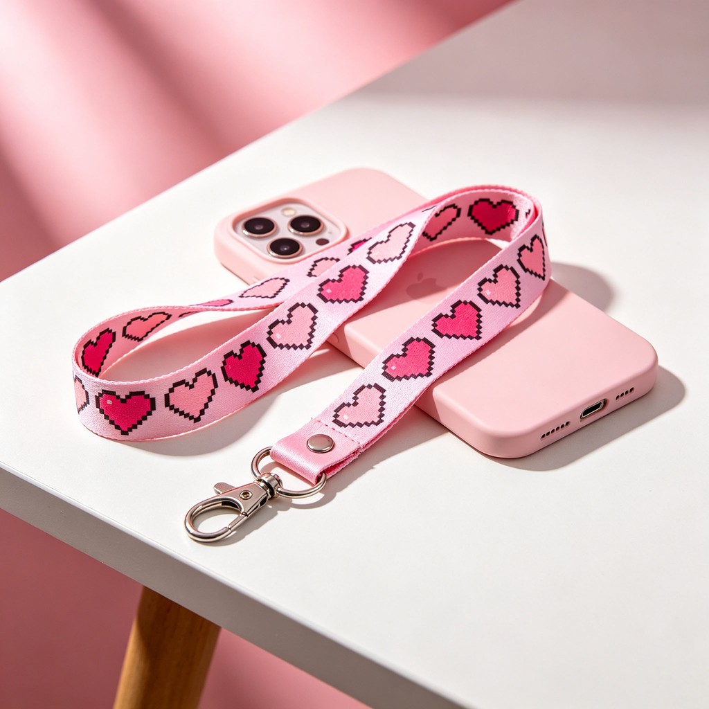 Minimalist Neutral Stripe Sublimation Lanyard with Breakaway Buckle & Phone String